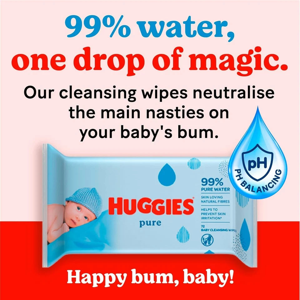 Huggies Pure Baby Wipes 18 Packs (1008 Wipes Total) -99 Percent Pure Water Wipes