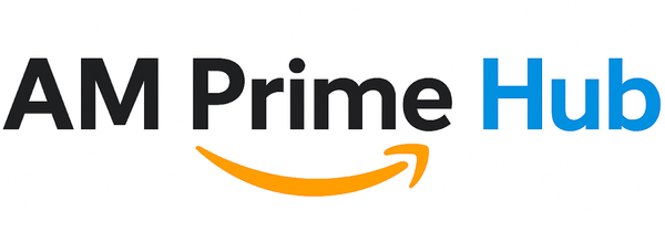 AM Prime Hub logo with black, blue, and orange colors on a white background