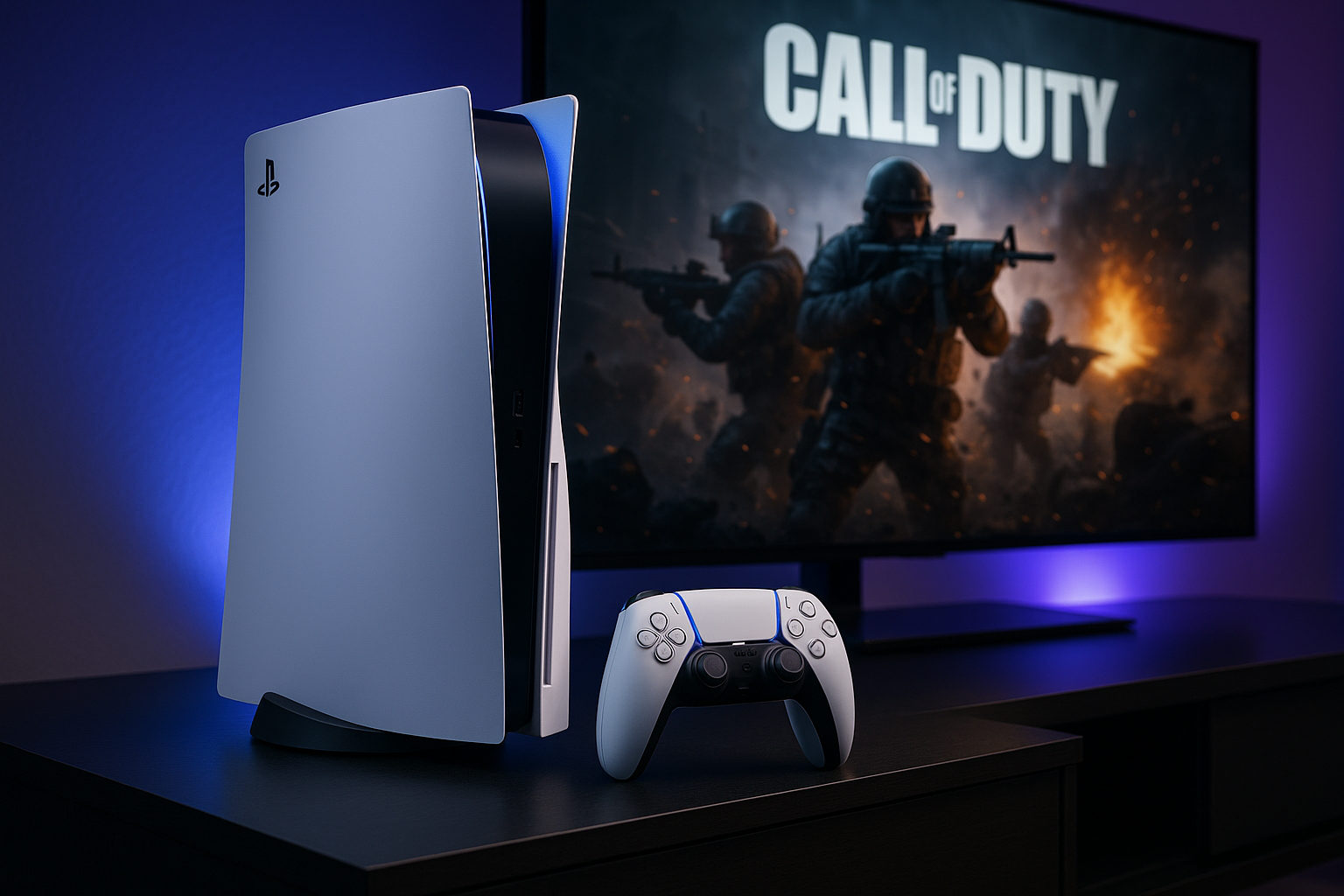 Sony PS5 with Call of Duty and Gaming control
